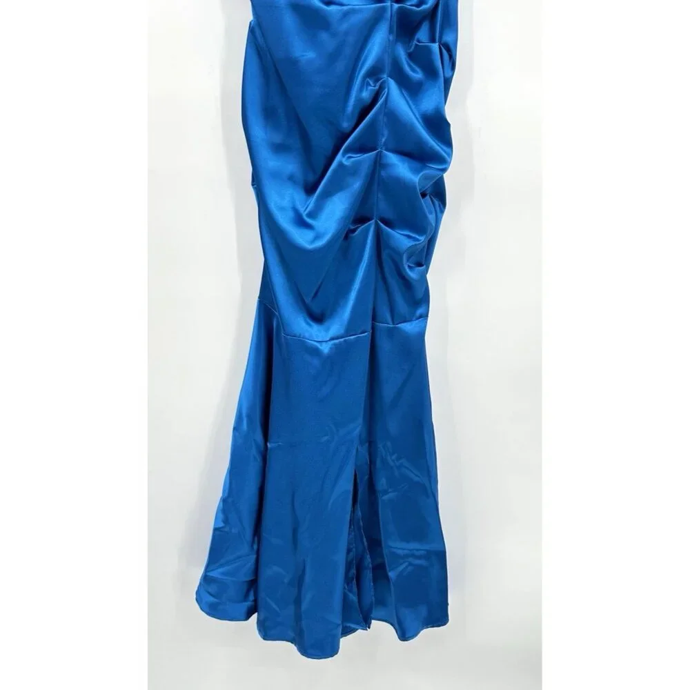 BLONDIE NITES maxi dress electric blue 7 vintage 2000s Y2K one shoulder prom - Picture 6 of 11